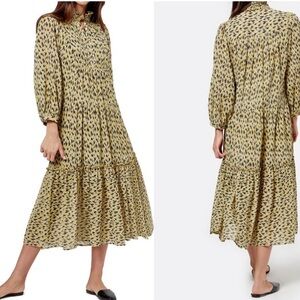 Joie Pismo Abstract Animal Print Long Sleeve Midi Dress XS (0-2)